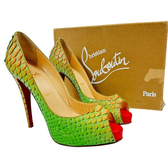 Christian Louboutin Very Prive 120 Python Heels Fairy Tale Size 39 - Picture 1 of 9
